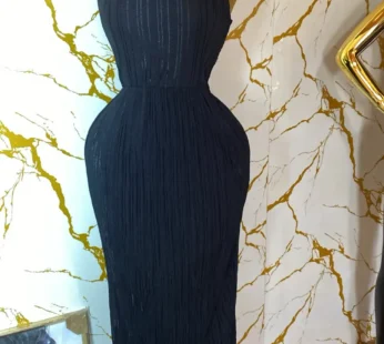 Robe noire stretch femme froncée