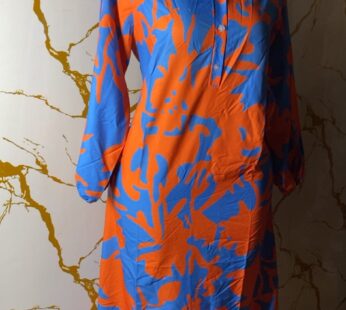 Magnifique robe longue bleue et orange – Chic et originale
