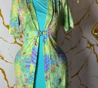 Ensemble robe stretch bleu turquoise – coupe élégante et ajustée